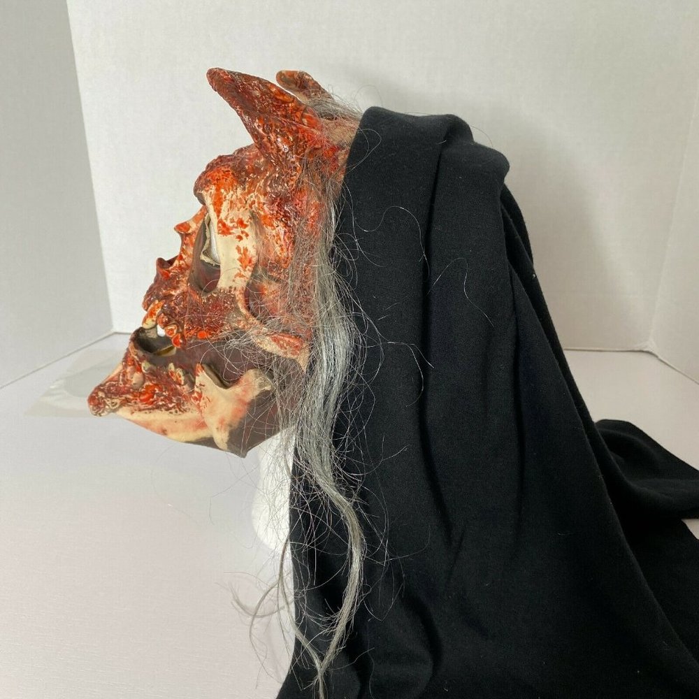 Zagone Studios Latex Face Mask with Attached Hood Satanic Skull  Halloween - Picture 3 of 7